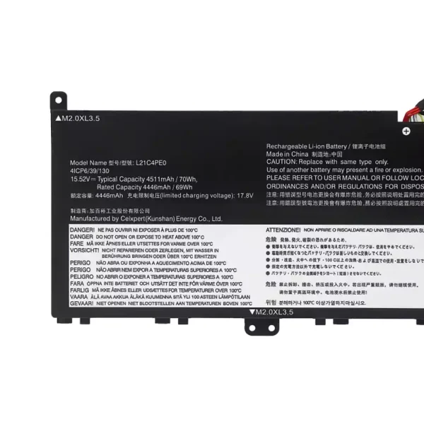 Batteria per portatile Lenovo L21C4PE0 L21D4PE0 L21M4PE0 L21M4PC7 L21C4PC7 L21C4PC4 - immagine 3