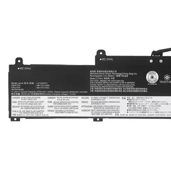 Batteria per portatile LENOVO L21L3PG1 L21M3PG1 L21C3PG1 - immagine 3