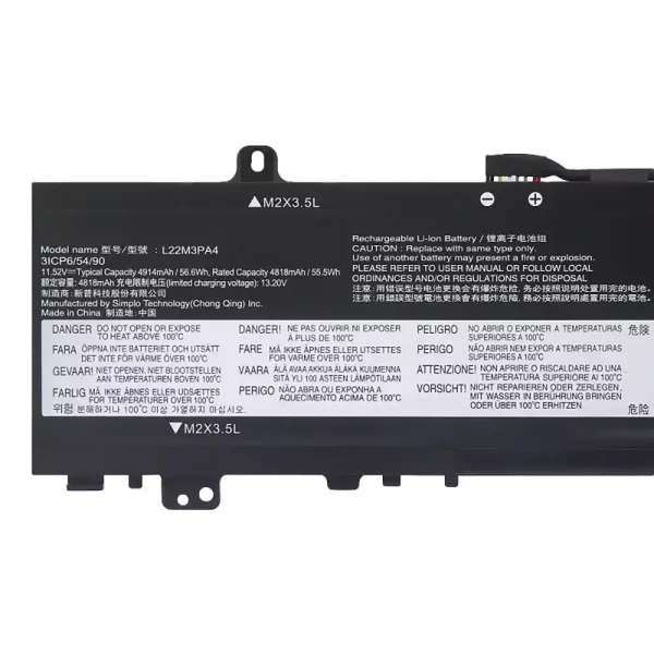 Batteria per portatile LENOVO L22M3PA4 L22B3PA4 L22C3PA4 L22B3PA3 L22C3PA3 L22M3PA3 - immagine 3
