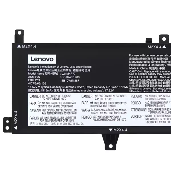 Batteria per portatile LENOVO L21M4P77 L21D4P77 - immagine 3