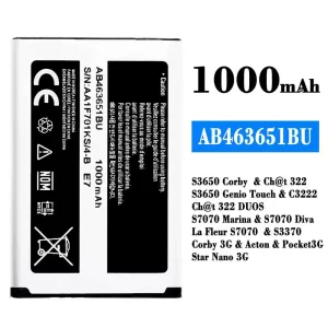 Batteria AB463651BU per Samsung S3650 Corby