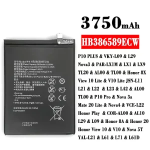 Batteria HB386589ECW per HUAWEI P10 PLUS /Nova3 / Honor 8X / View 10 Lite / P10 Pro / Nova 3a / Mate 20 Lite / Nova4 / Honor 8A / Honor 20 / Honor View 10 / Nova 5T