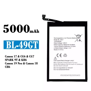 Batteria BL-49GT per Tecno Camon 17 1 CG6 / CG7 / SPARK 9T / KH6 / Camon 19 Neo / Camon 18 /CH6
