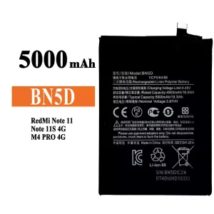Batteria BN5D per Xiaomi RedMi Note 11 / Note 11S 4G / M4 PRO 4G