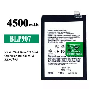 Batteria BLP907 per OPPO RENO 7Z / Reno 7Z 5G / RENO 7 4G / RENO 8 4G /OnePlus Nord N20 5G