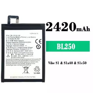 Batteria BL250 per Lenovo Vibe S1/Sla40/Slc50