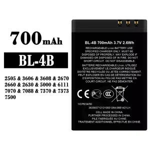 Batteria BL-4B per Nokia 2505 / 3606 / 3608 / 2670 / 2660 / 2630 / 5000 / 6111 / 7070 / 7088 / 7370 / 7373 / 7500