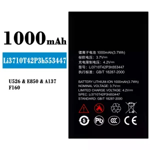 Batteria Li3710T42P3h553447 per ZTE U526/E850/A137/F160